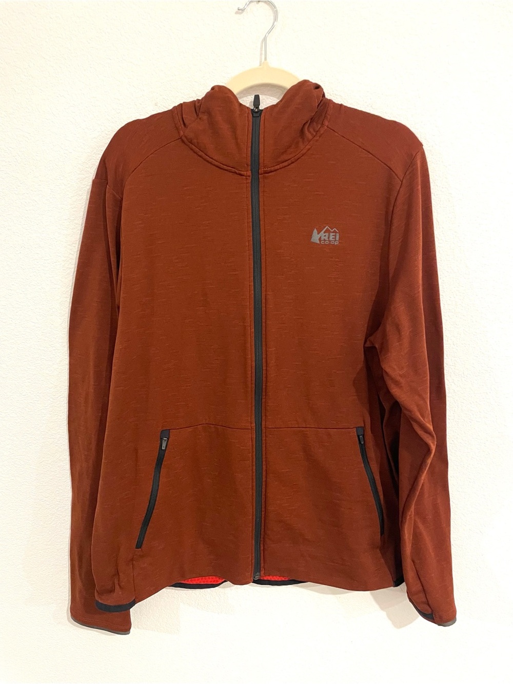 REI Women's Large Lightweight Full Zip Jacket Warm Rust Brown